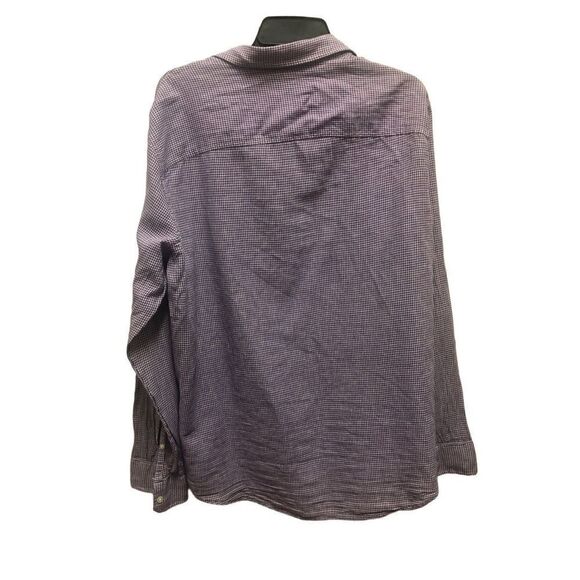 Michael Kors Mens Purple and White Gingham Plaid Long Sleeve Collared Button Up - Picture 2 of 7
